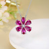 Wholesale Women's 925 Silver Flower Teardrop Zircon Necklace With Electroplating