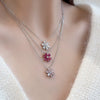 Wholesale Women's 925 Silver Flower Teardrop Zircon Necklace With Electroplating