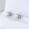 Wholesale Women's Silver Flower Zirconia Earrings Simple Modern Style