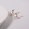 Wholesale Women's 925 Silver Freshwater Pearl Geometric Style Earrings Set With Pearls