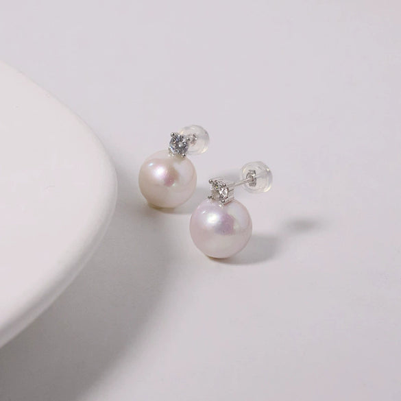 Wholesale Women's 925 Silver Freshwater Pearl Geometric Style Earrings Set With Pearls