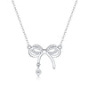 Wholesale Women's 925 Silver Geometric Bow Clavicle Chain Necklace With Moissanite Electroplated Light Luxury Jewelry
