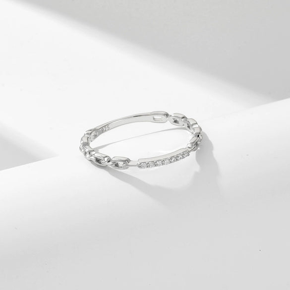 Wholesale Women's Silver Geometric Diamond Stacking Ring