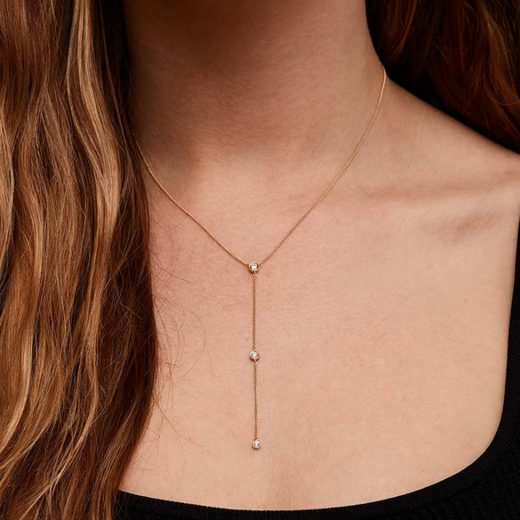 Wholesale Women's Silver 925 Geometric Diamond Tassel Cross Chain Necklace