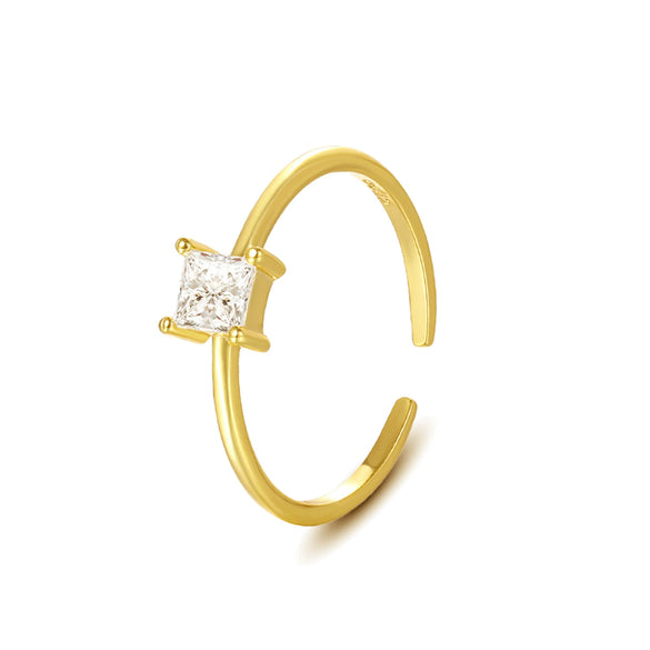 Wholesale Women's 925 Silver Geometric Dropshaped Zircon Inlaid Ring