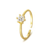 Wholesale Women's 925 Silver Geometric Dropshaped Zircon Inlaid Ring