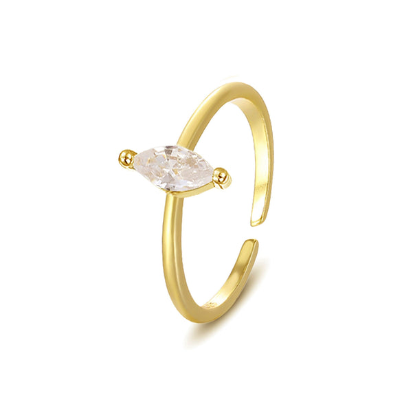 Wholesale Women's 925 Silver Geometric Dropshaped Zircon Inlaid Ring