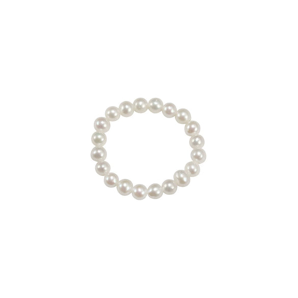 Wholesale Women's Silver Geometric Electroplated Pearl Elastic String Beaded Ring Fashionable Minimalist Light Luxury Hand Accessories