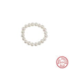 Wholesale Women's Silver Geometric Electroplated Pearl Elastic String Beaded Ring Fashionable Minimalist Light Luxury Hand Accessories