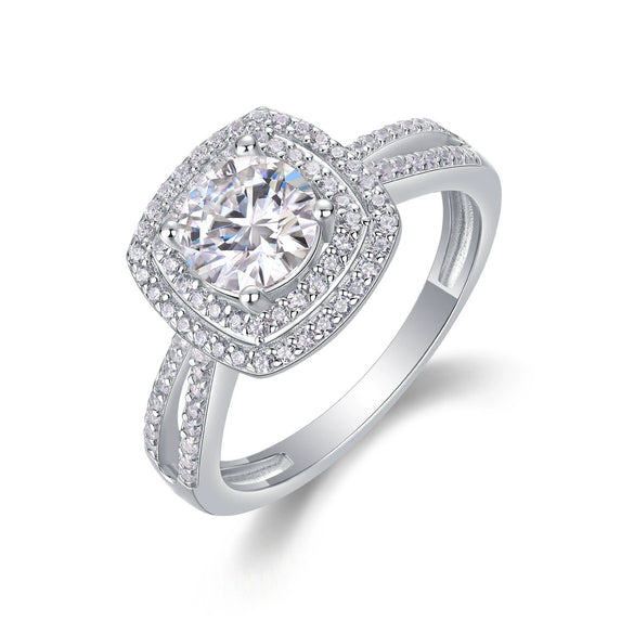 Wholesale Women's 925 Silver Geometric Fashion Ring Set With Diamonds
