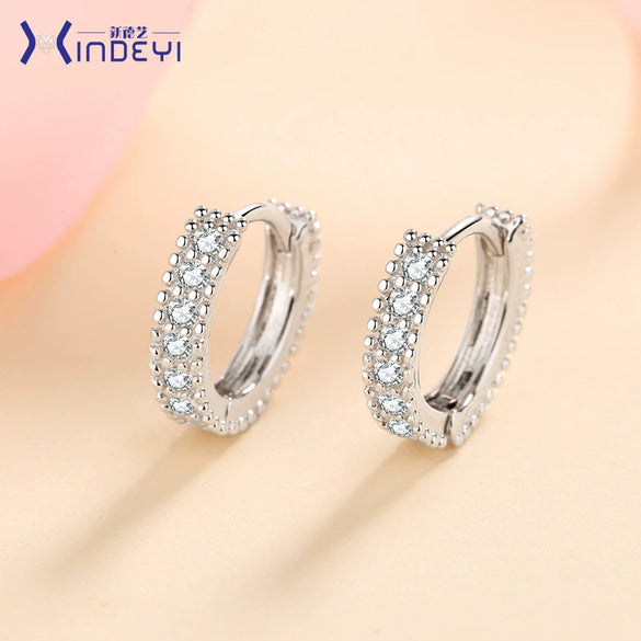 Wholesale Women's 925 Silver Geometric Inlaid Moissanite Earrings With Electroplating