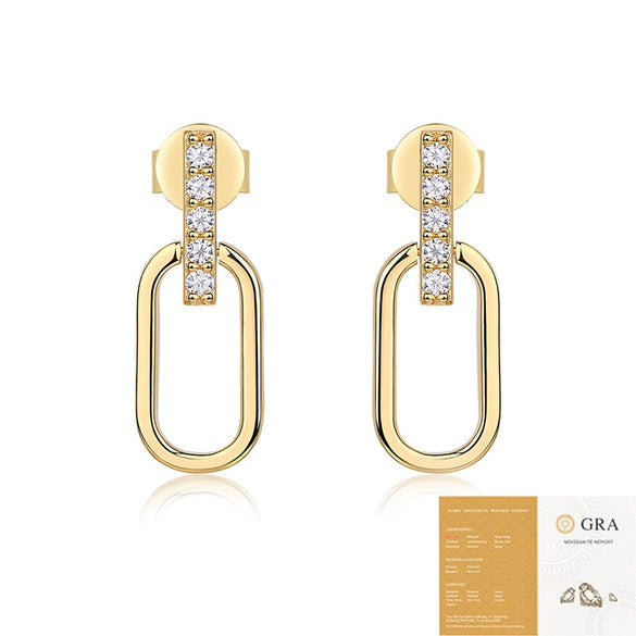 Wholesale Women's 925 Silver Geometric Inlaid Moissanite Fashion Earrings