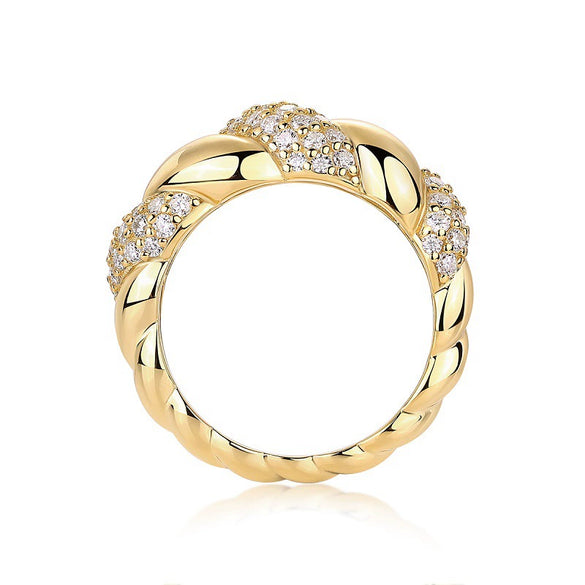 Wholesale Women's Silver Geometric Inlay Moissanite Fashion Ring