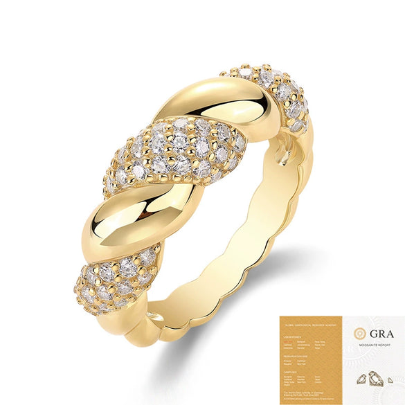 Wholesale Women's Silver Geometric Inlay Moissanite Fashion Ring