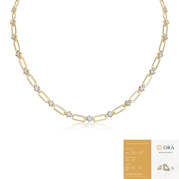 Wholesale Women's 925 Silver Geometric Inlay Moissanite Necklace