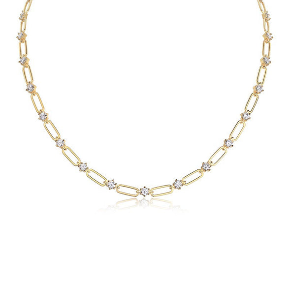 Wholesale Women's 925 Silver Geometric Inlay Moissanite Necklace