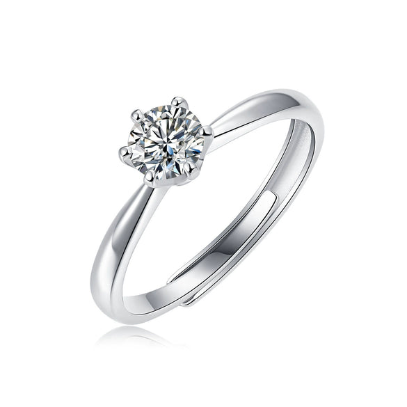 Wholesale Women's 925 Silver Geometric Moissanite Inlaid Open Ring