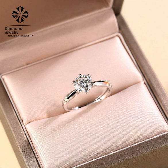 Wholesale Women's 925 Silver Geometric Moissanite Inlaid Open Ring