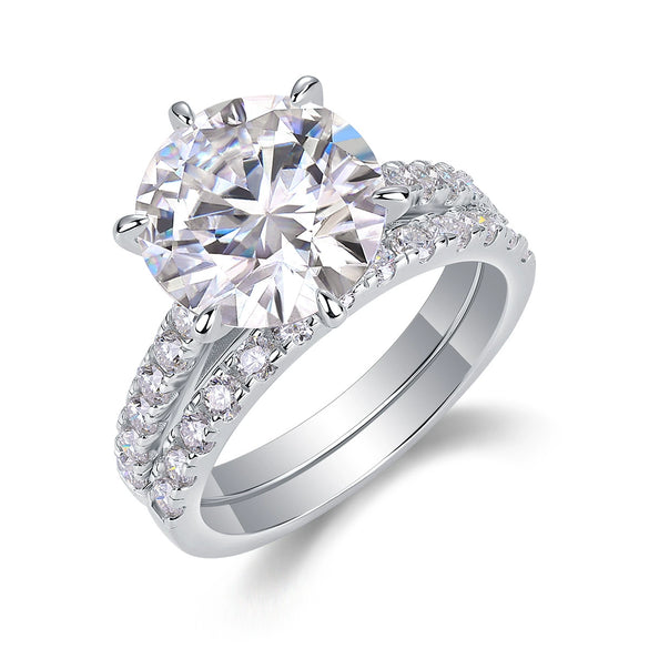 Wholesale Women's 925 Silver Geometric Moissanite Ring Fashion Light Luxury Style