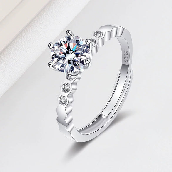 Wholesale Women's Silver Geometric Open Honeycomb Design Electroplated Bracelet And Ring