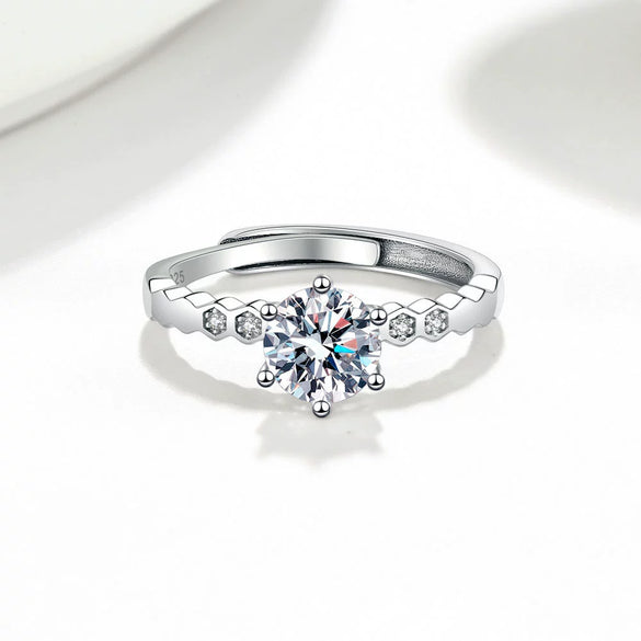 Wholesale Women's Silver Geometric Open Honeycomb Design Electroplated Bracelet And Ring