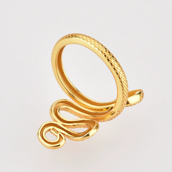 Wholesale Women's Silver Geometric Open Snake Ring Electroplated