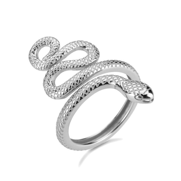 Wholesale Women's Silver Geometric Open Snake Ring Electroplated