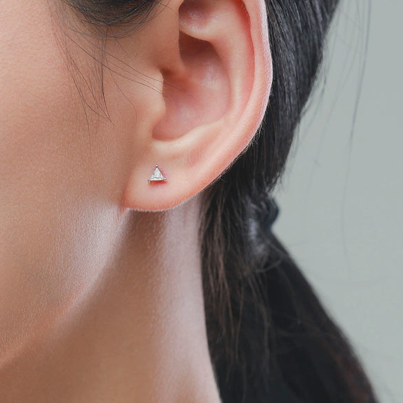 Wholesale Women's 925 Silver Geometric Seiko Triangle Zircon Earrings