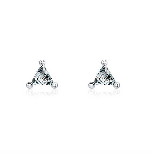 Wholesale Women's 925 Silver Geometric Seiko Triangle Zircon Earrings