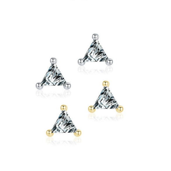 Wholesale Women's 925 Silver Geometric Seiko Triangle Zircon Earrings