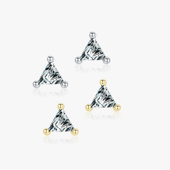 Wholesale Women's 925 Silver Geometric Seiko Triangle Zircon Earrings