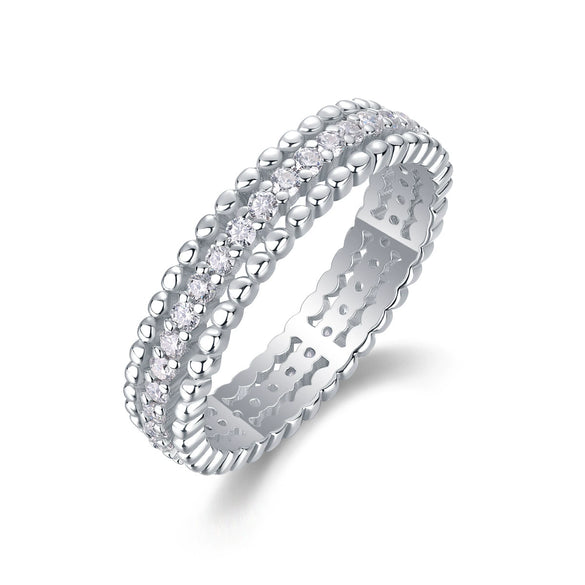 Wholesale Women's 925 Silver Geometric Style Ring Set With Diamonds