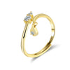 Wholesale Women's Silver Geometric Water Drop Zircon Open Ring Electroplated