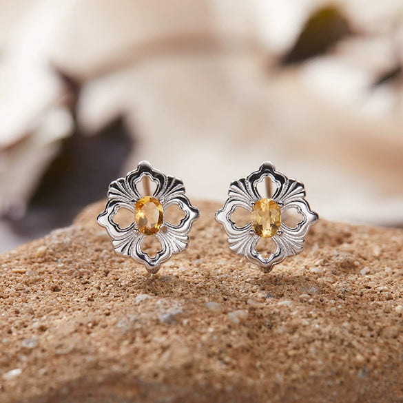 Wholesale Women's Silver Geometric Wiredrawing Earrings Set With Gems