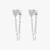 Wholesale Women's 925 Silver Heart Shape Long Tassel Chain Earrings Set With Diamonds