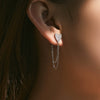 Wholesale Women's 925 Silver Heart Shape Long Tassel Chain Earrings Set With Diamonds