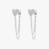 Wholesale Women's 925 Silver Heart Shape Long Tassel Chain Earrings Set With Diamonds