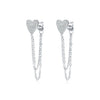 Wholesale Women's 925 Silver Heart Shape Long Tassel Chain Earrings Set With Diamonds