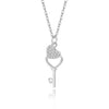Wholesale Women's 925 Silver Heartshaped Key Necklace With Geometric Design And Diamond Treatment