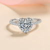Wholesale Women's 925 Silver Heartshaped Ring With Simulated Diamond And Geometric Styling Electroplated