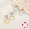 Wholesale Women's 925 Silver Heartshaped Zircon Inlaid Electroplated Earrings
