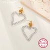 Wholesale Women's 925 Silver Heartshaped Zircon Inlaid Electroplated Earrings