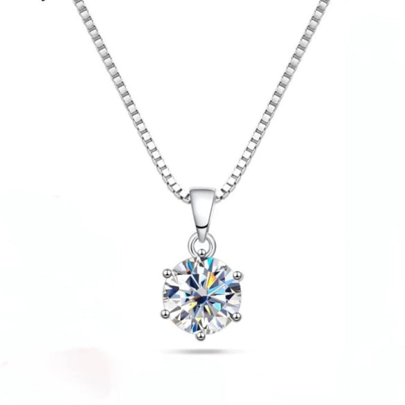 Wholesale Women's Silver Inlaid Round Moissanite Bone Chain Necklace With Animals And Zodiac Pattern