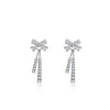 Wholesale Women's Silver Inlaid Zircon Bow Stud Earrings Fairy Style Jewelry