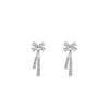 Wholesale Women's Silver Inlaid Zircon Bow Stud Earrings Fairy Style Jewelry
