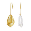 Wholesale Women's 925 Silver Irregular Pearl Earrings With Geometric Design And Electroplating Treatment