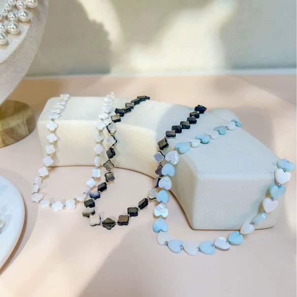 Wholesale Women's Silver Jewelry Geometric Light Luxury Minimalist Style Electroplated Necklace Bracelet Earrings With String Of Pearls Chain