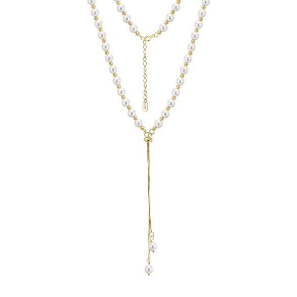 Wholesale Women's Silver Jewelry Geometric Light Luxury Minimalist Style Electroplated Necklace Bracelet Earrings With String Of Pearls Chain