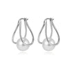 Wholesale Women's Silver Jewelry Geometric Light Luxury Minimalist Style Electroplated Necklace Bracelet Earrings With String Of Pearls Chain