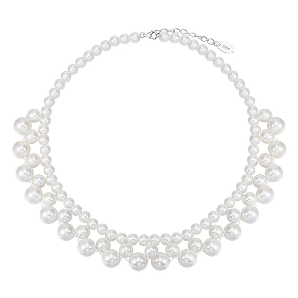 Wholesale Women's Silver Jewelry Geometric Light Luxury Minimalist Style Electroplated Necklace Bracelet Earrings With String Of Pearls Chain